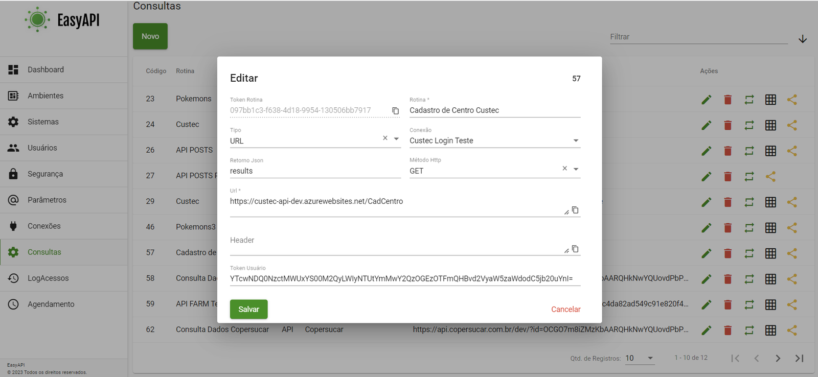 Configure as consultas via SQl, Json, URL e Parametros